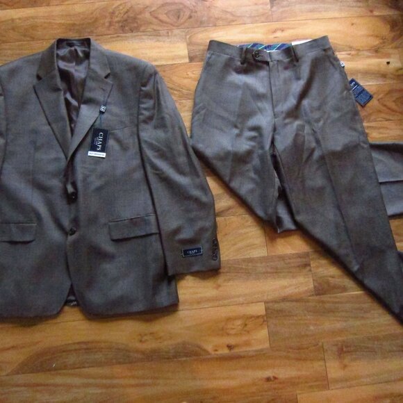 NWT- Mens CHAPS Ralph Lauren Brown Suit Size 42R & Pants 32 X 32- 100% Wool - Picture 1 of 16